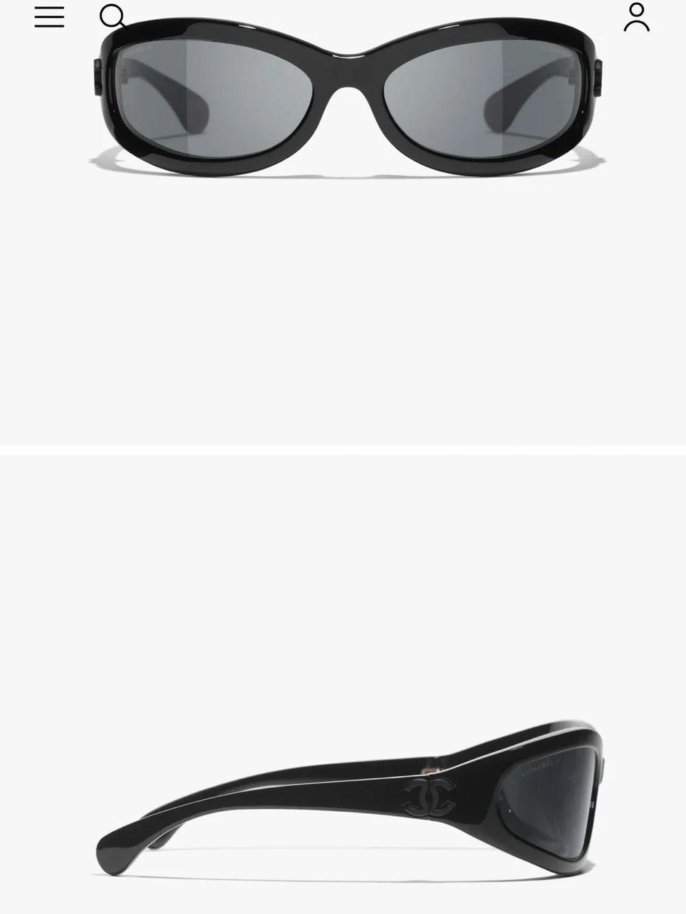 CHANEL Shield Sunglasses in Black with Gray Lenses